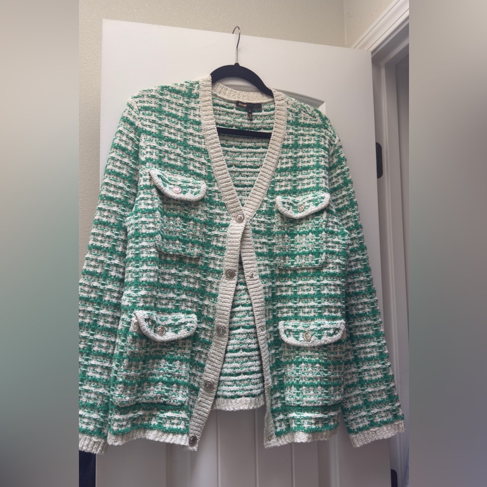 Maje Tweed Knit Cardigan